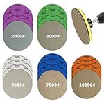 Water Grit Sandpaper 2000/3000/5000/7000/10000 and 5-inch Backing Pad Set, Wet Dry Electric Hook &Loop Sanding Disc with Pad, Grinding Abrasive Paper and Orbital Sander Polisher