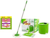 Scotch-Brite Plastic + Metal Jumper Spin Mop with Round and Flat Heads with Refill & Sponge Wipe 5 Pcs Pack (Multipurpose)