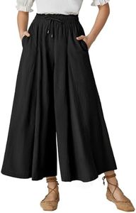 Scarlet Darkness Women Wide Leg Pants High Waist Linen Casual Loose Lounge Trousers with Pockets, Black