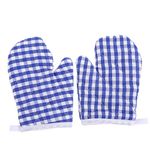 2Pcs Kids Oven Mitts Heat Resistant for Children Play Kitchen, Anti- Scald Gloves Microwave Oven Gloves Kitchen Mitts for Kids Toddler Safe Baking Cooking ( Dark Blue Checkered )