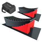 Camper Leveler RV Leveler Block Ramp Kit with 2 Levelers, 2 Blocks, 2 Skid Pads and Carry Bag, RV Leveler for Travel Trailers Faster and Easier Than Camper Leveler Blocks (Black+Red)