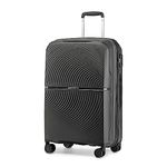 British Traveller Suitcase Medium Lightweight Luggage Hold Check in Suitcase with 4 Wheels and Built-in TSA Lock(Black, 67cm)