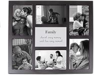 Happy Homewares Modern Black Multi Collage Picture Frame with Family Wording and Cute Phrase - Cherish Every Memory and Love Every Moment | For Table or Wall