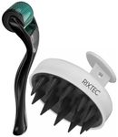 RIXTEC 0.5 mm Derma Roller For Hair Growth With 540 Titanium Alloy Needles With Scalp Massager Shampoo Brush | Repairs Damaged Hair, Activates Hair Follicles | Roller for Beard & Hair Growth & Reduces Acne Scars
