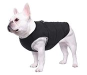 Geyecete Dog french bulldog clothes Dog Cotton Padded Coat Thick Zipper Pet Clothing French Bulldog Pug Dog Clothes Vest Winter Warm Clothing-Black-M