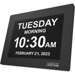 American Lifetime Newest Version, Day Clock Extra Large Impaired Vision Digital Clock with Battery Backup and 5 Alarm Options, Black Finish