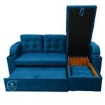 Comfort Designs Nora-02 Premium Polyester Fabric 3 Seater Corner Sofa Cumbed for Living Room, Functional Storage, Soft, Lightweight, Comfortable Sofa Bed (Blue)