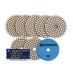 HIGHDRIL Dry Diamond Polishing Pad - 8PCS #50 Sanding Pads 100MM for Granite Stone Marble Floor Grinder Polish Pad Kit for Drill, Grinder, Polisher