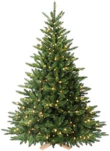 SHareconn 7ft Artificial Christmas Tree,1381 Dense Branches with Stable Cross Pine Wood stand, 400 Multi-Color RGB Lights for Christmas Holiday Atmosphere