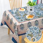 MAST DOO Tablecloths Rectangular Wipeable Table Cover Blue Retro Washable Tablecloth Garden Polyester Resistance Outdoor Tablecloths for Kitchen Dining Party Wedding 110X140cm