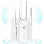 All-New WiFi Extender, 1200Mbps WiFi Repeater for Home w/Ethernet Port, 2.4GHz & 5GHz Dual Band Internet Repeater WiFi Signal Extender, Up to 8000Sq. ft and 35+ Devices(White)