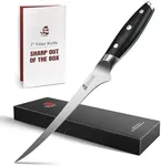 TUO Fillet Knife 7 Inch, Flexible Sharp Blade with Full Tang Handle, Professional Fish Knife for Fish Meat Poultry Cutting and Trimming, High Carbon German Steel - Black Hawk Series