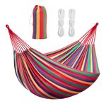 Signstek Hammock Garden Camping Swing Portable 2 Person Outdoor 190 x 150 cm Beach Travel sleeping Canvas 150kg Load Capacity (Red)