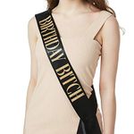 "Birthday Bitch" Sash - Birthday Sash for Women 21st 30th Birthday Gifts Birthday Party Supplies (Black Sash with Gold Glitter Lettering)
