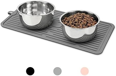 Ptlom Pet Placemat for Dog and Cat, Mat for Prevent Food and Water Overflow, Suitable for Medium and Small Pet, Grey, Silicone