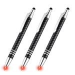 Lighted Tip Pen - LED Penlight Light Up Pen Light Ballpoint Pen with Light for Writing in the Dark - Pack of 3 - Red Light - GL006