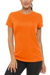 TACVASEN Tees Women UV Protection Tshirts Running Workout Casual Short Sleeve Tops Summer Sun Protection Orange 2XL