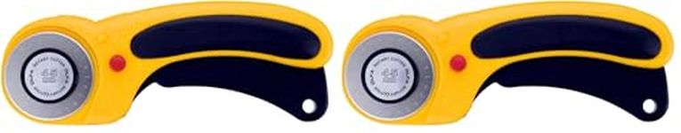 Olfa RTY-2DX Deluxe Rotary Cutter, 45 mm, Yellow (Pack of 2)