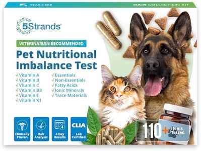 5Strands Pet Nutrition Deficiency Test, 44 Vitamins and Minerals Tested, at Home Dog or Cat Hair Sample Collection Kit, Results in 7 Days, Works for All Ages and Breeds