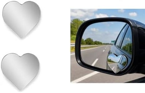 2 Pack Heart Shaped Blind Spot Mirrors for Cars, 360 Degree Adjustable Convex Side Mirror, Stick On Rear View Mirror Accessories for Car SUV Truck