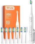 Bitvae Electric Toothbrush for Adults and Kids with 8 Brush Heads, 5 Modes, ADA Accepted Sonic Toothbrush with Holder, Rechargeable Electric Toothbrush with Smart Timer, White D2