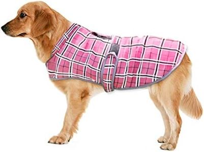 EASTLION Winter Dog Coat Puppy Jacket Large Dogs Warm Vest Pet Clothes Apparel with Reflective Belt Harness Hole for Small Medium Large Dogs,Pink,Size L