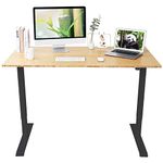 FLEXISPOT Adjustable Desk, Electric Bamboo Standing Desk Sit Stand Desk, 60 x 30 Inches Whole-Piece Bamboo Desk Top Home Office Table Stand up Desk(EC1 Classic Black Frame+Rectangular Top)