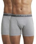 Jockey Men's Super Combed Cotton rib fabric Boxer Briefs with Front Fly, Ultrasoft and Durable waistband (Pack of 2) 8009_Grey Melange_XL