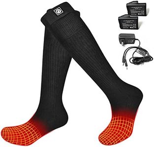 Savior Heated Socks,Rechargeable Electric Heated Socks for Men Women,Winter Foot Warmers,Suitable for Outdoor Work,Skiing,Skating,Cycling,Camping, Fishing,Hunting,etc. (Small, Black)