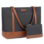 Laptop Tote Bag for Women, Vaschy 15.6 inch Large Work Tote Water Resistant Office Computer Bag Professional Women Handbag Shoulder Bag for Business Travel Teacher College Black and Brown