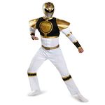 Disguise Official Deluxe Muscle White Power Rangers Costume Adult, Superhero Costumes For Adults Size XL