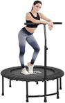 HOMCOM 40'' Fitness Trampoline with Adjustable Handle, Rebounder Trampoline Mini Jumper for Indoor Exercise Workout, Support Up to 100kg, Black