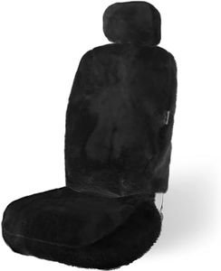 Zone Tech Genuine Sheepskin Black Car Seat Cover, Fluffy Luxury Wool Front & Rear Seat Covers, Universal Fits Car, Truck, SUV, & Van G (Black)