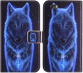 TienJueShi Wolf Book-Style Flip Leather Protector Case Cover Skin Etui Wallet For Nuu M3 5.5 inch