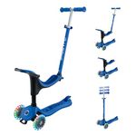 Globber Go Up Sporty Lights Kids Scooter Toddler Ride On - Removable Seat - 2 Year Warranty (Navy Blue)