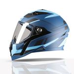 TVS Racing Anti Matter Full Face Helmet for Bike & Motorcycle Riders-DOT & ISI Certified-Lightweight ABS Shell, UV Resistant-Ventilated Comfort Liner, Quick-Release Visor & Chin Strap (Blue/XL)