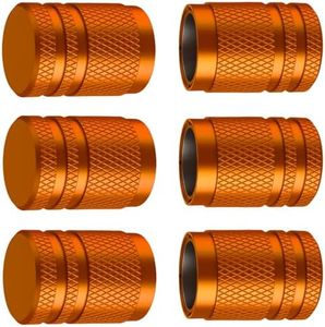 Tire Valve Stem Caps - (6 pcs), Tire Caps, Tire Valve Caps,Metal Valve Stem Caps, Valve Stem Cap,Universal Fit for Car/Motorcycles/Bikes/Trucks, Anti-Corrosion (Orange)
