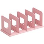 SAYEEC Pink Desk File Organizer Desktop File Paper Mail Sorter 4 Section Standing Book Holder Adjustable Closet Purse Handbag Organizer Clutch Dividers Plastic Folder Binder Organizer Magazine Rack