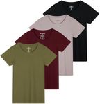 4 Pack: Womens Cotton Crew Neck Scoop Short Sleeve T-Shirt Women Shirt Tshirt Tshirts Shirts Athletic Tee Tops Casual Blouse Tees Lounge Ladies Basic Workout Classic Relaxed Loose Fit - Set 9, XXL