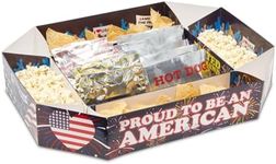 4th of July Snack Stadium, Party Serving Tray, Patriotic Supplies, 5 Compartments Platter (20 x 25.5 in)