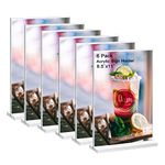 6 Pack Acrylic Sign Holder 8.5 x 11 Clear Flyer Stands Double-sided Display Menu Sign Holder for Exhibition, Wedding, Ad Picture, Photo Frames, Office, Shop, Cafes, Restaurant