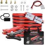 K KRIËGER Jumper Cables 100% Pure Copper, 30 Feet, 2 Gauge, 1000 Amp Custom-Made Alligator Clamps, Booster Battery Cables w/Permanent Installation Kit & Quick Connect Plugs - Carrying Bag Included