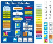 Fridge Magic Magnetic My First Learning Calendar. Rigid Board 16" x 13", 40 x 32cm with Hanging Loop. Move Magnets Daily to Show Day, Date, Month, Season and Weather