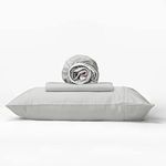 GOKOTTA Cooling Sheets Set for Hot Sleeper, Breathable Luxury Soft Bamboo Sheets with 4 Elastic Corner Straps, 15 Inch Pocket, Bed Sheets with Double Stitched (Grey, Twin XL)