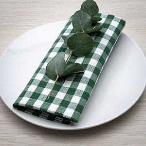FILU Confezione da 4 tovaglioli a quadretti verde scuro/bianco (colore e design a scelta), 45 x 45 cm, tovagliolo in tessuto 100% cotone in stile rustico scandinavo