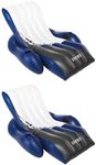 Intex Durable 18 Gauge Vinyl Inflatable Comfortable Pool Float Recliner Lounges with Cup Holders and Heavy Duty Handles (2 Pack)