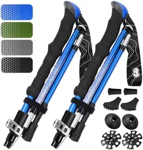 Hiker Hunger Folding Walking Stick, Folding Trekking Poles, Hiking Sticks Foldable Hiking Poles for Men Walking Sticks for Seniors Trekking Poles for Hiking Collapsible Walking Sticks (Blue, Large)