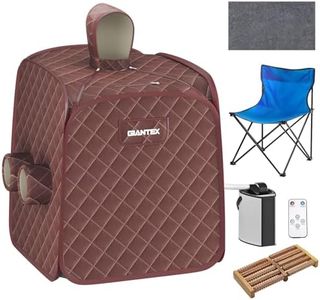 Giantex Portable Folding Sauna, 1 or 2 Person Steam Spa with Remote Control, Folding Chair, Foot Massage Roller, Absorbent Mat, 9 Temperature Levels, 3L Steamer, 800W Home Full Body Spa Tent (Brown)