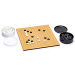 Yellow Mountain Imports Beechwood Veneer (0.4-Inch) Etched Beginner's Reversible 9x9/13x13 Go Game Set Board with Double Convex Melamine Stones - Classic Strategy Board Game (Baduk/Weiqi)