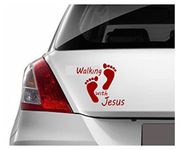 decalbazaar Vinyl Jesus Christ Walking Footprints Glossy Wall Car Sticker, 5.5 x 5 Inches, Maroon